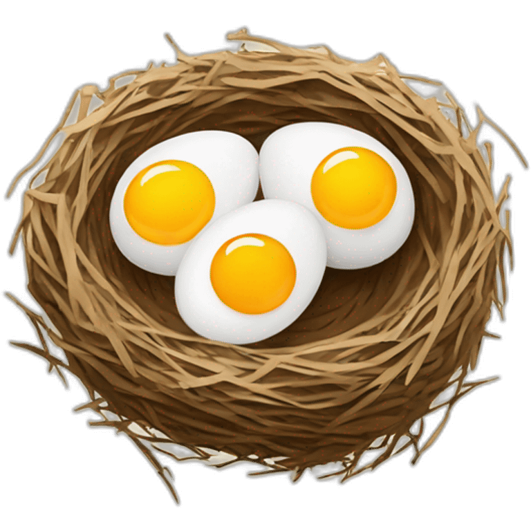 several whole eggs in a bird's nest emoji