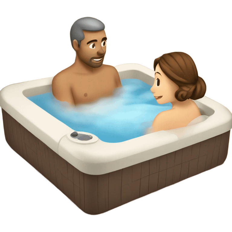 Caucasian man and woman in hot tub emoji