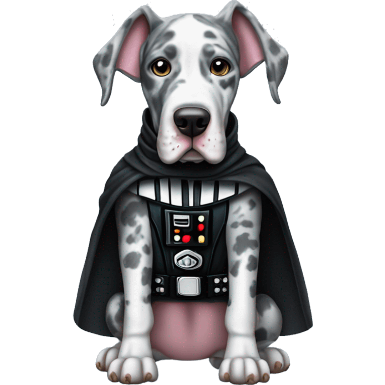 Blue Merle Great Dane dressed as darth Vader emoji