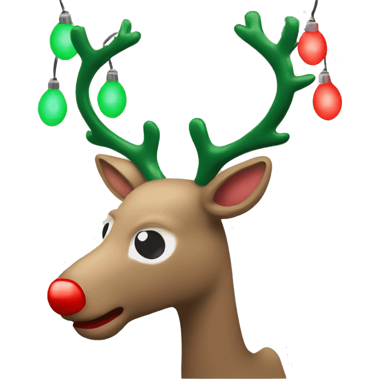 Reindeer with red, green, & white vintage Christmas lights  emoji