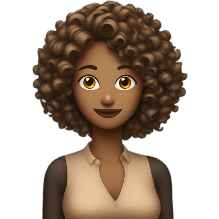 Woman curly hair drink whisky emoji