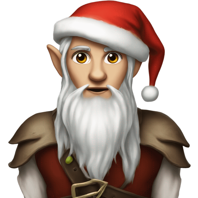 rogue male elf fantasy wearing santa hat emoji