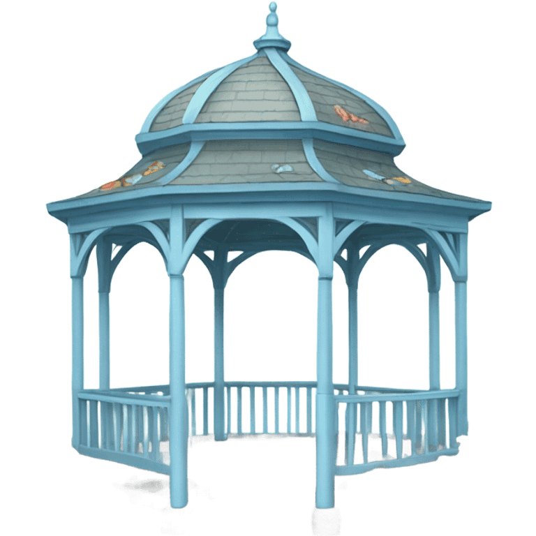 Pastel blue gazebo with colorful flowers and butterflies  emoji