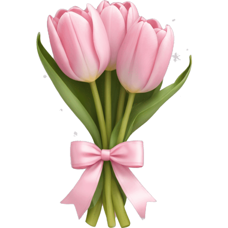 light pink tulip bouquet with light pink bow and snow emoji