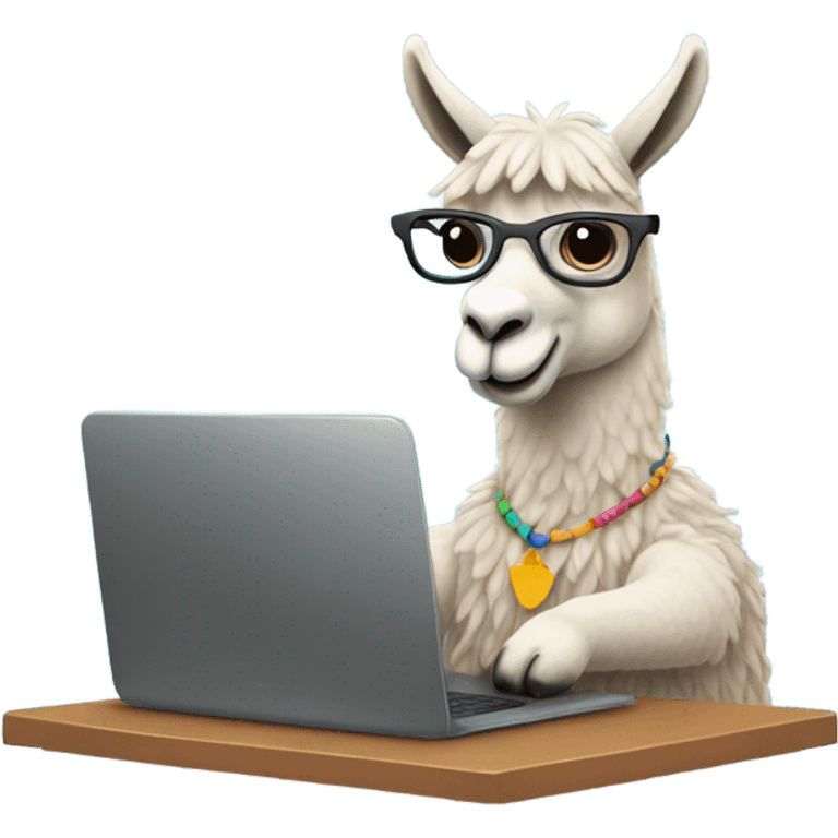 lama typing on laptop emoji