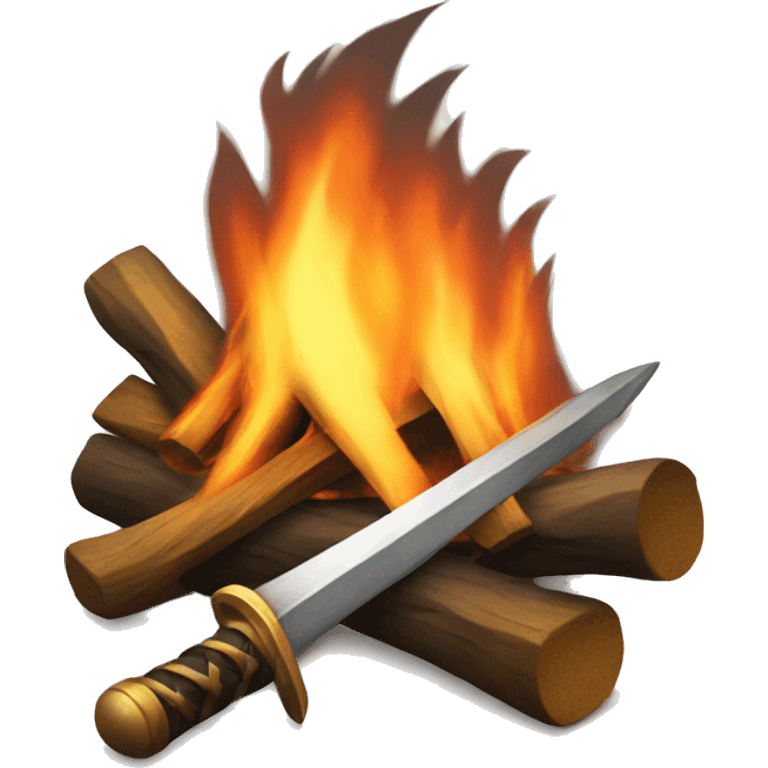 bonfire with a sword in the moddle emoji