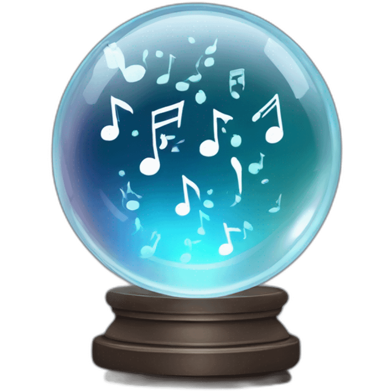 Crystal ball with musical notes emoji