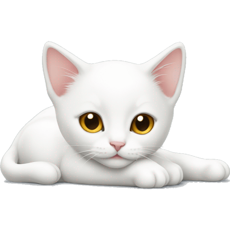 White kitten laying down  emoji