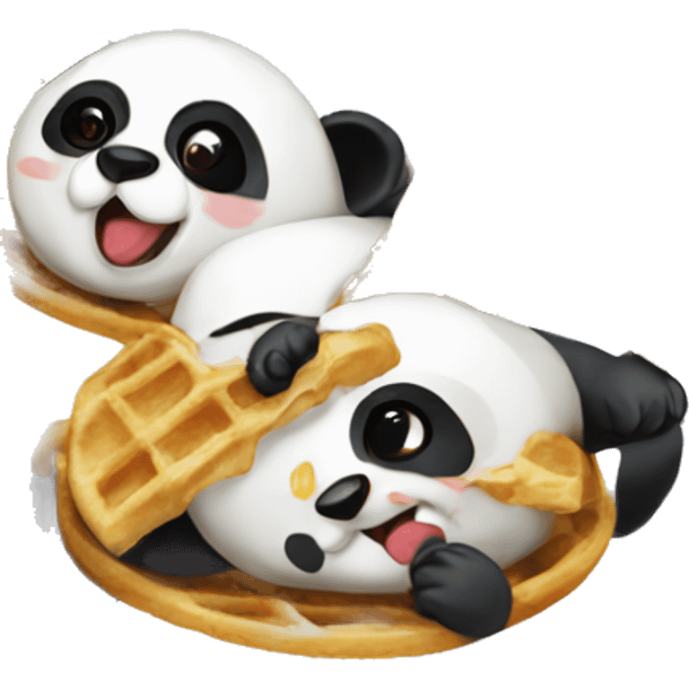 Panda eating Waffles emoji