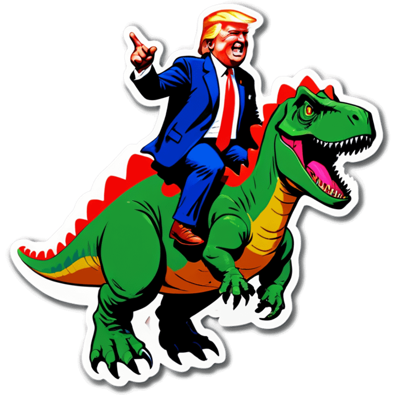 Trump riding dinosaur emoji