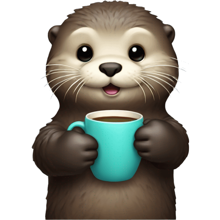 sea otter with cup in hands emoji