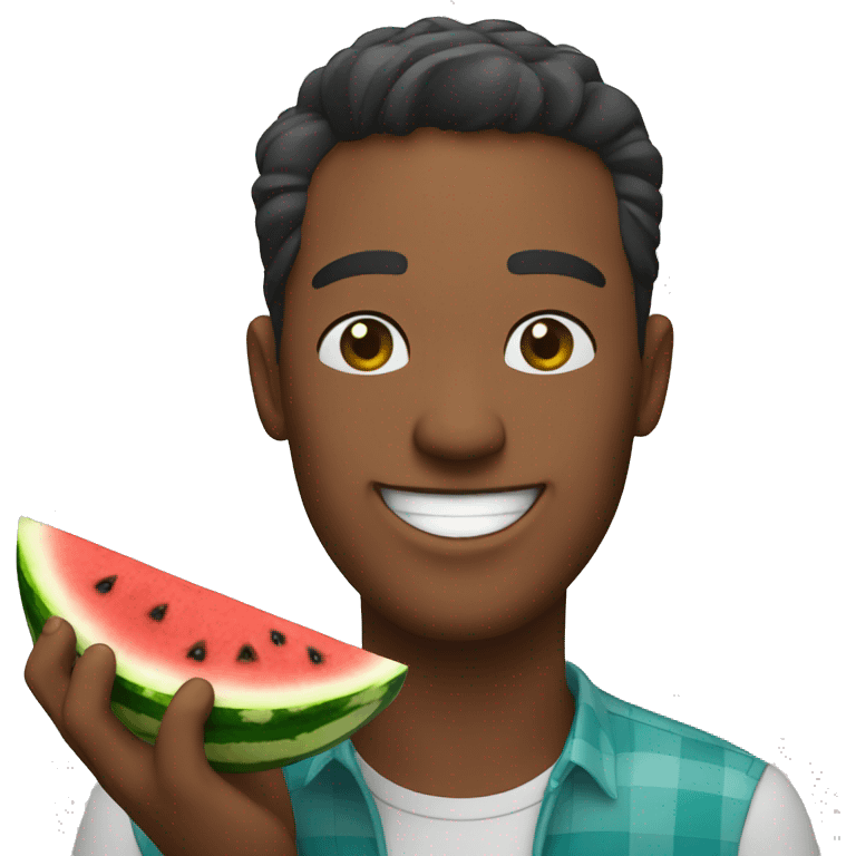 A man happily eating a watermelon  emoji