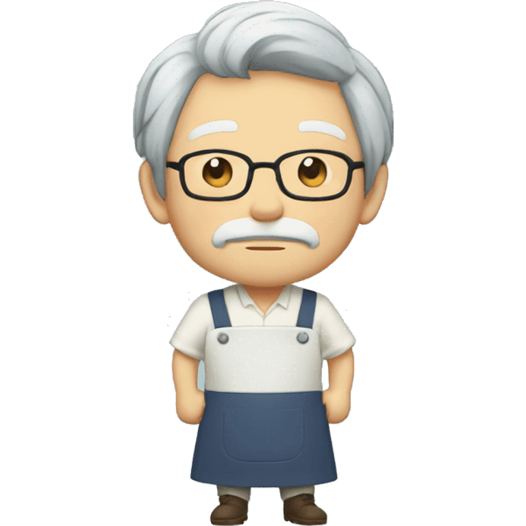 hayao miyazaki with his apron and hands in the pockets emoji