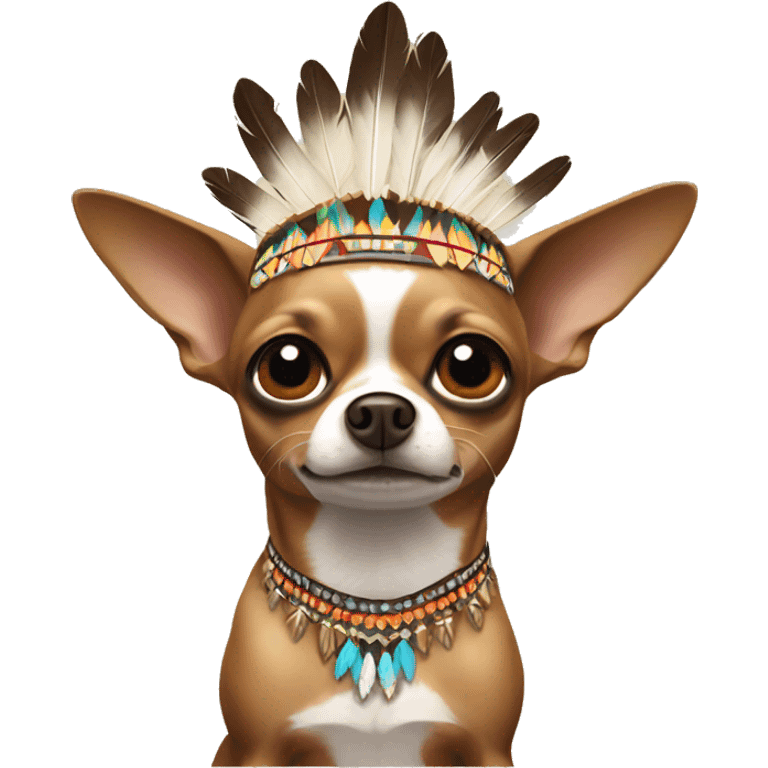 Small brown Chihuahua native headdress surprised  emoji