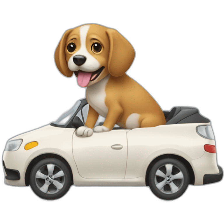 Chien sur une voiture  emoji