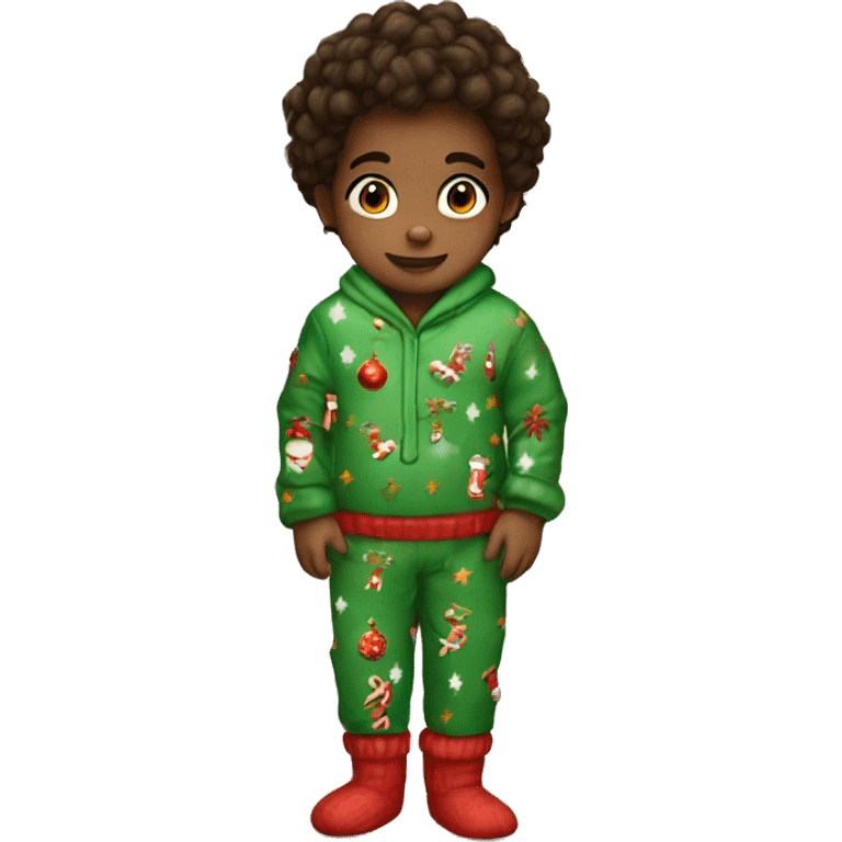 Cozy kid in Christmas pjs  emoji