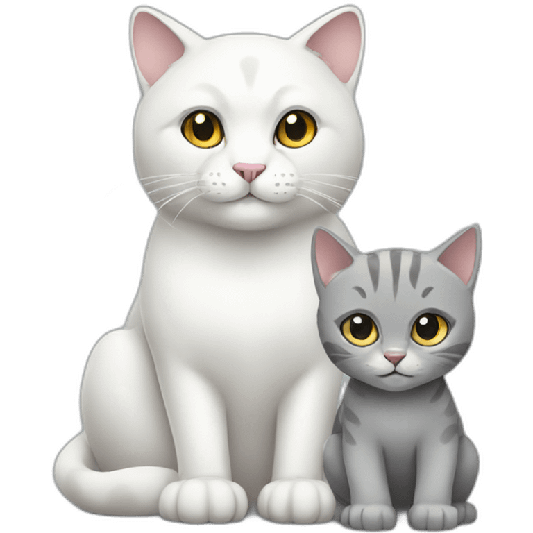 white big cat and grey little cat emoji