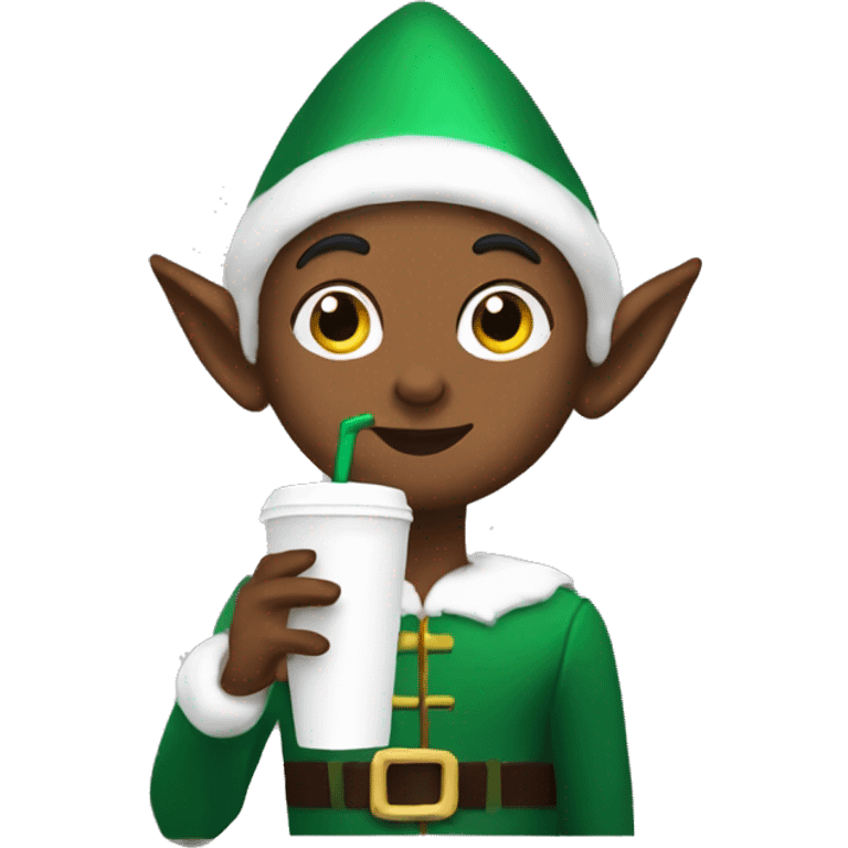 cute elf drinking starbucks emoji