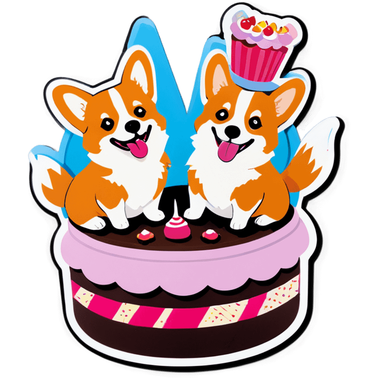 Corgis with cake emoji