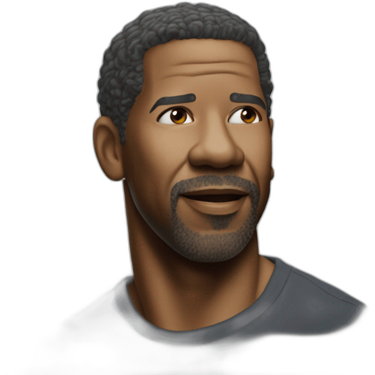 actor Denzel Washington wearing t-shirt emoji