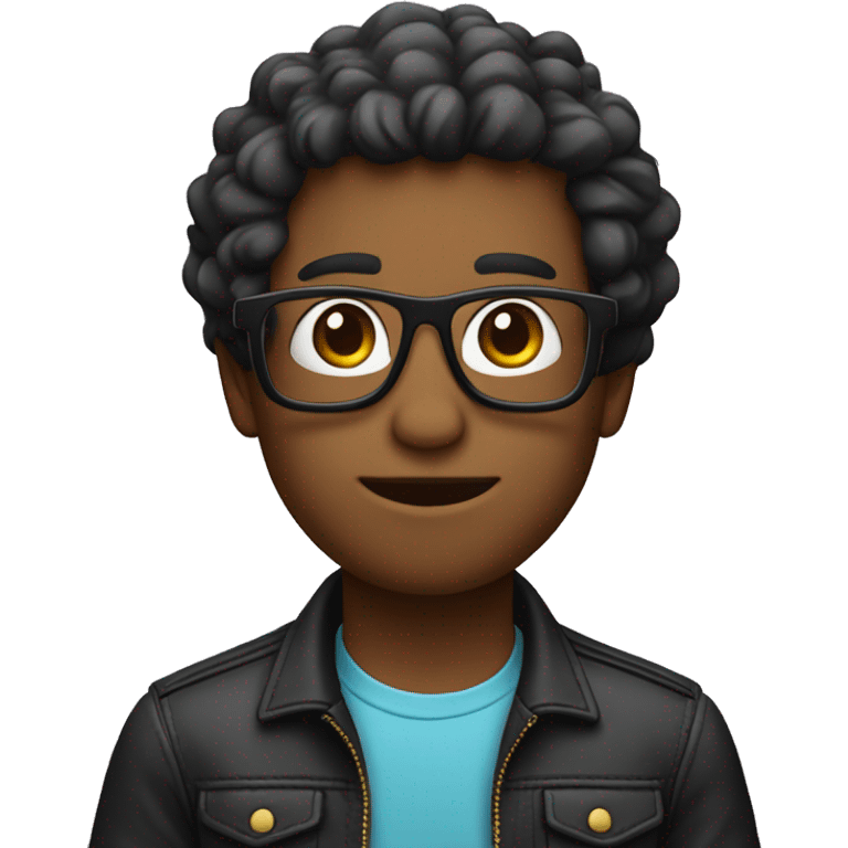 un chico con el pelo negro y con gafas emoji