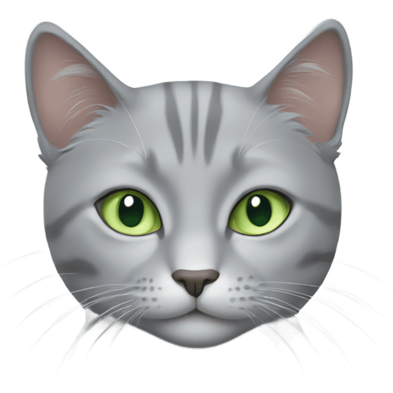 light grey cat with light green eyes emoji