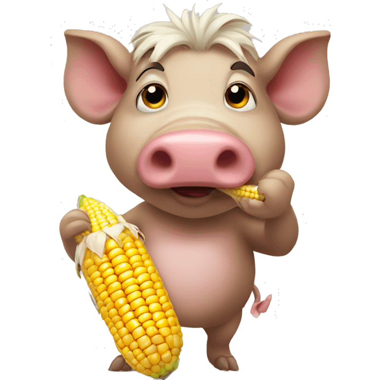 Hog eating corn on the ground emoji