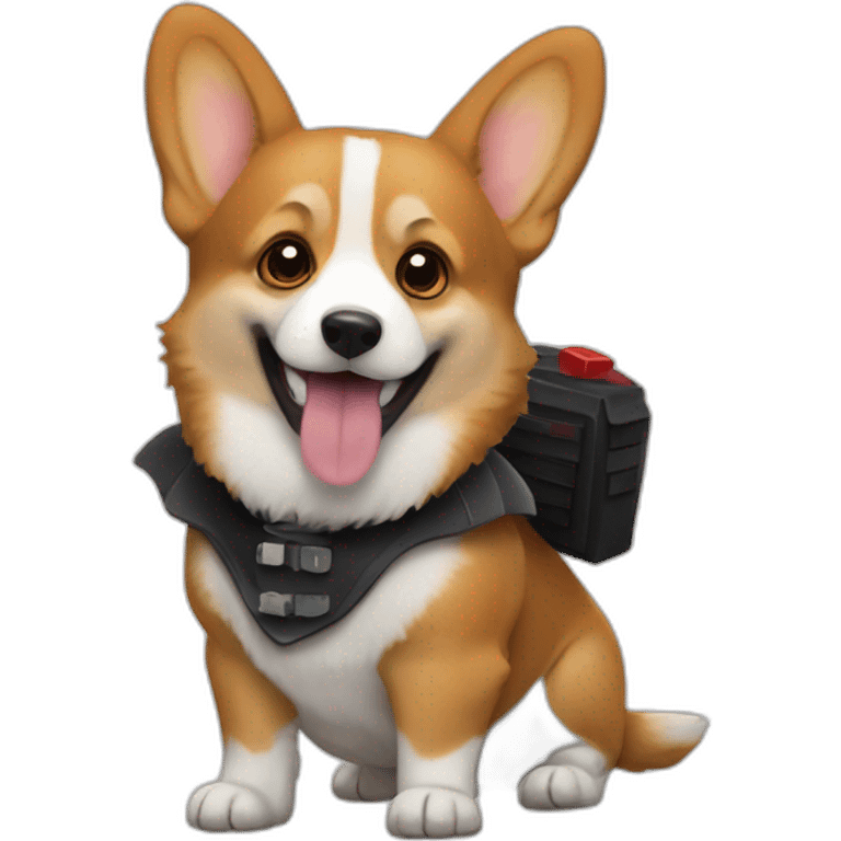 Corgi wearing Friday the 13th costume emoji