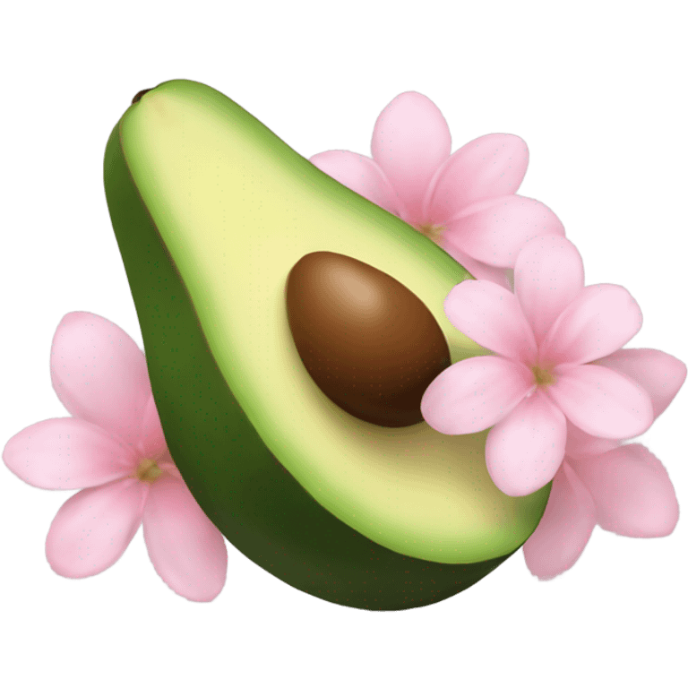 Realistic avacado with pale pink flower emoji