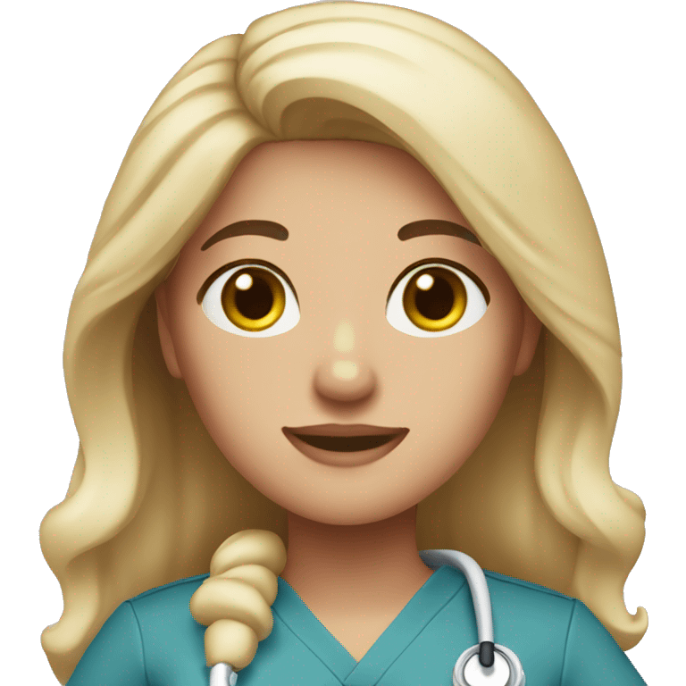  1 Nurse ,white skin ,woman, long ombré hair,pink scrubs  emoji