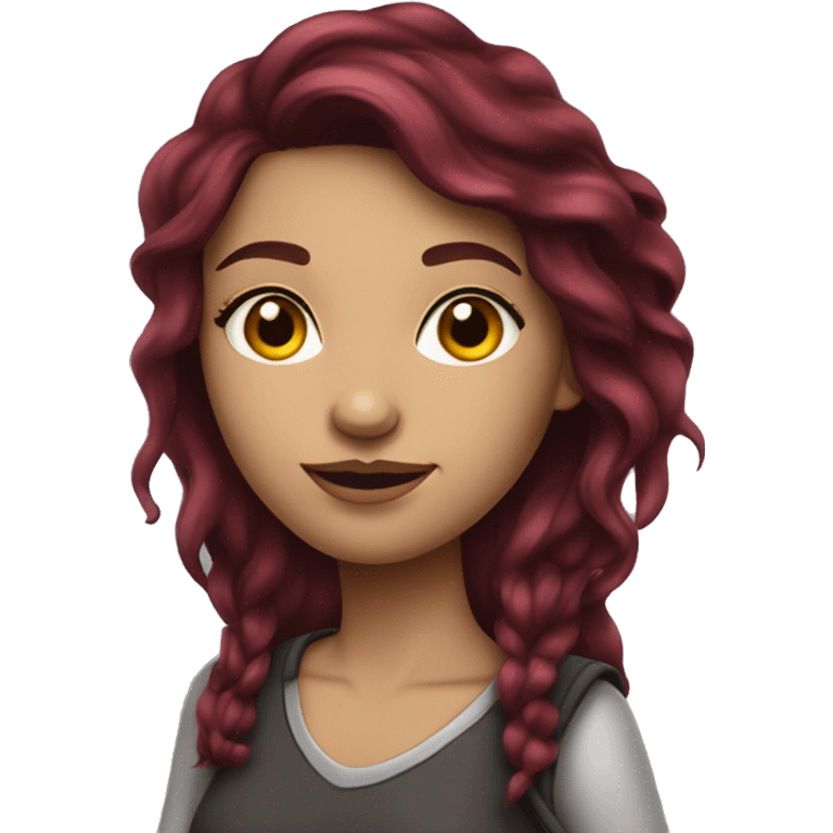 Beautiful tattooed  burgundy long haired woman crossing the street emoji