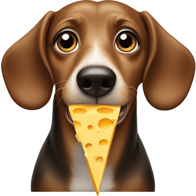 A wiener dog eating cheese ￼ emoji