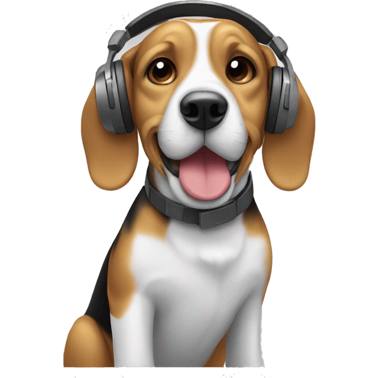 beagle using headphones emoji