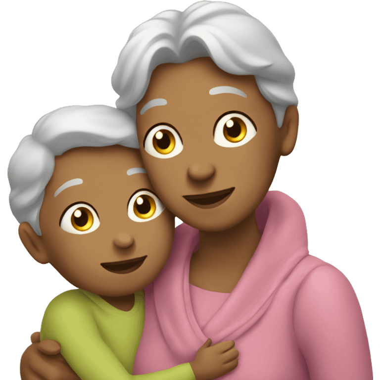 Grandma huggings with a boy and girl emoji