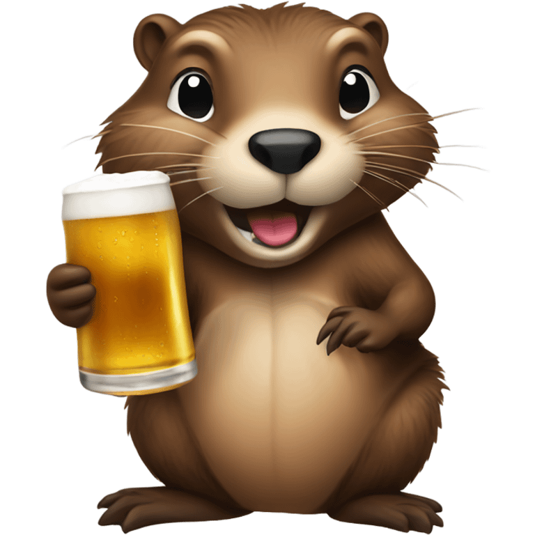 Beaver drinks beer in full growth  emoji