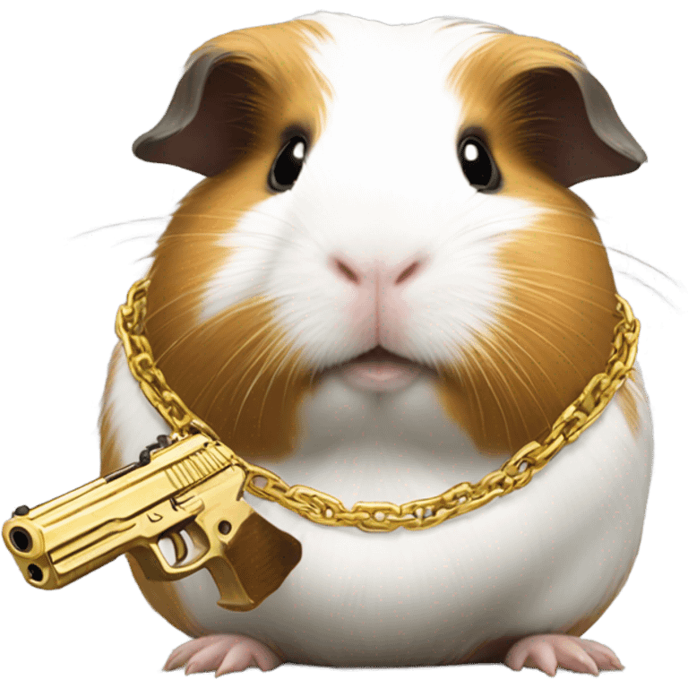 guinea pig with gold chain and gun  emoji