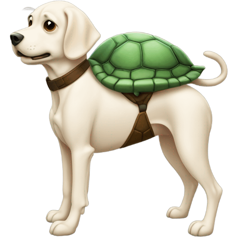 dog standing on a turtle emoji