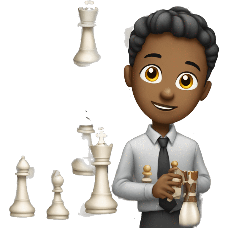 A boy playing chess emoji