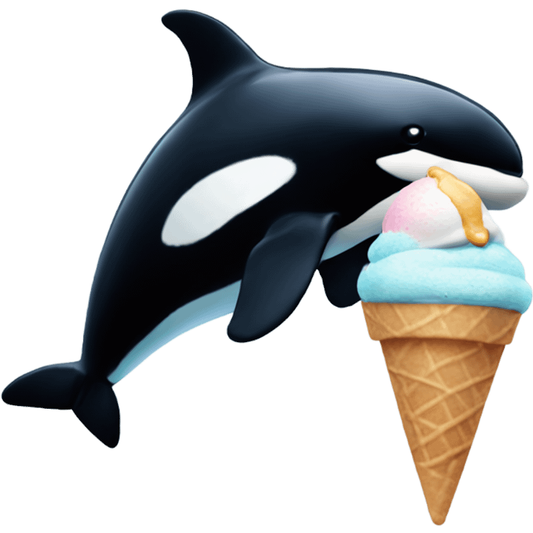 Orca with an ice cream emoji