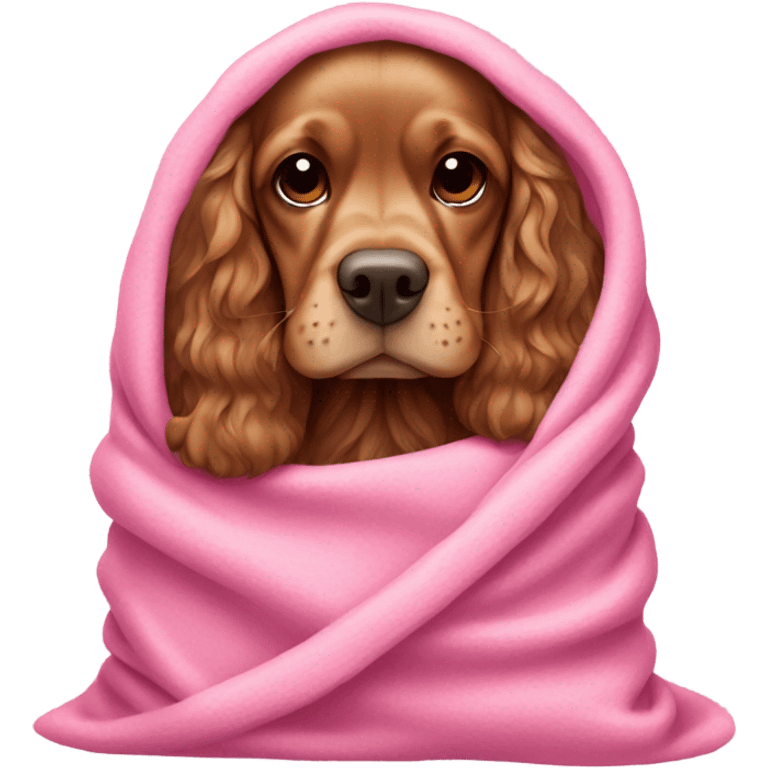 english Cocker spaniel in a pink blanket emoji