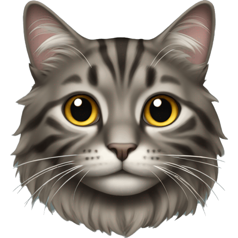 Long hair dark tabby cat emoji