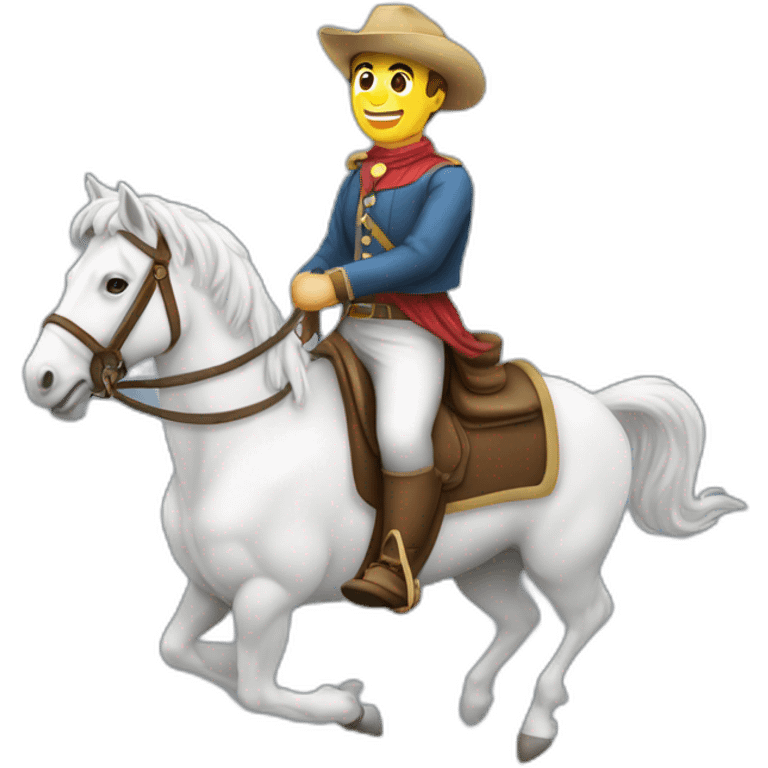 Homme galope sur cheval blanc longue crinière emoji