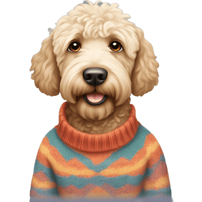 Labradoodle wearing Sweater with 2025 Print  emoji