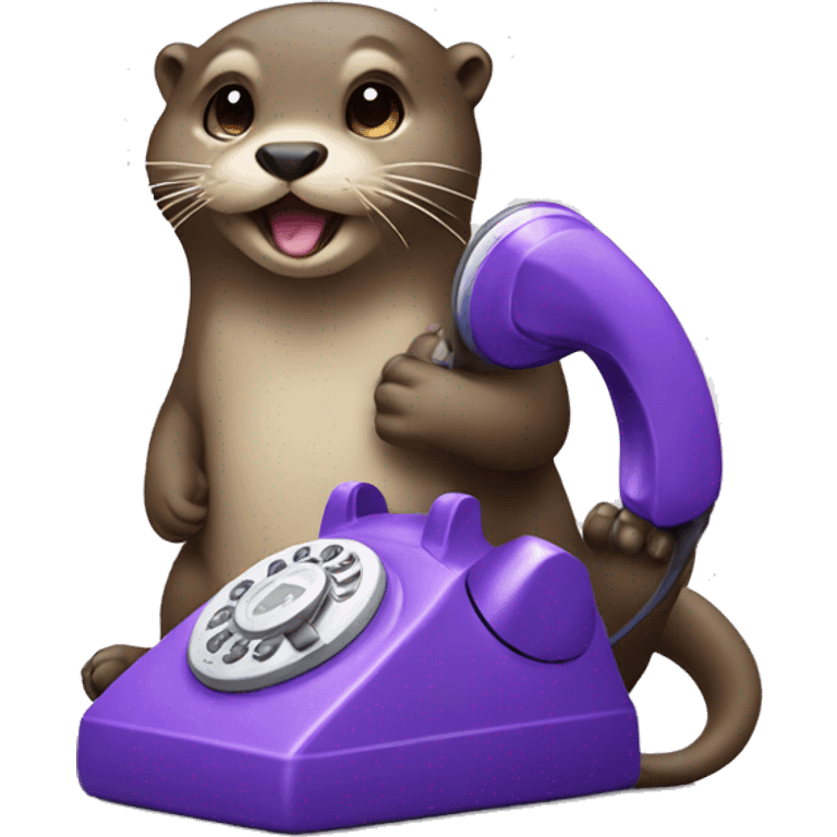 an otter talking on a purple phone emoji