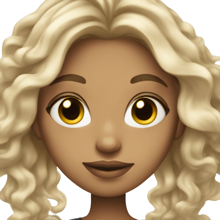 Girl with blonde balayage hair with grey eyes emoji