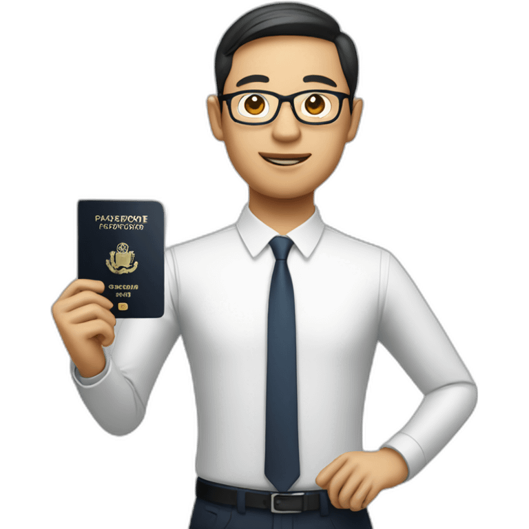 Tech CEO holding Singapore passport emoji