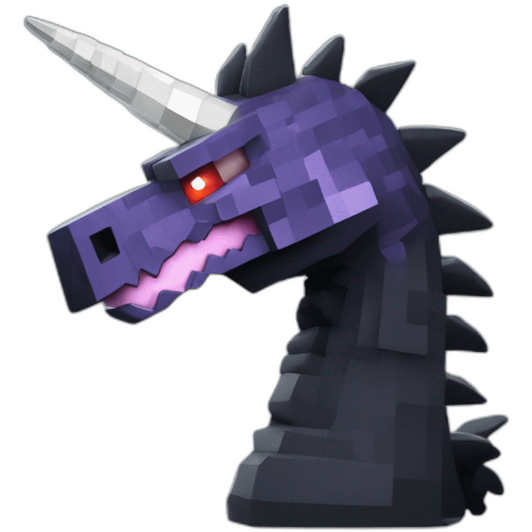 Minecraft Black Godzilla Head With Diamond Unicorn Horn and Lazer Eyes emoji