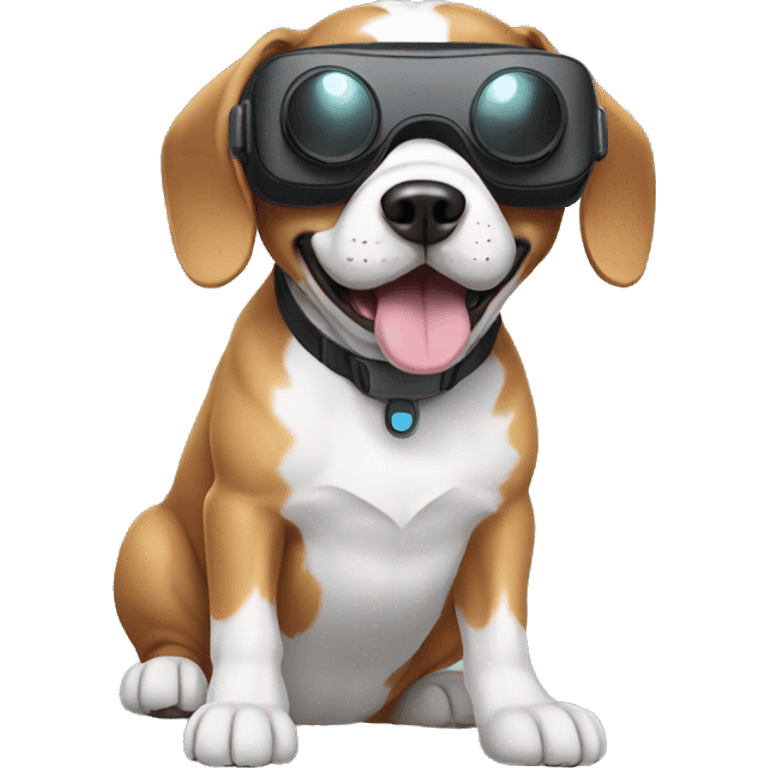 Dog wearing vr emoji