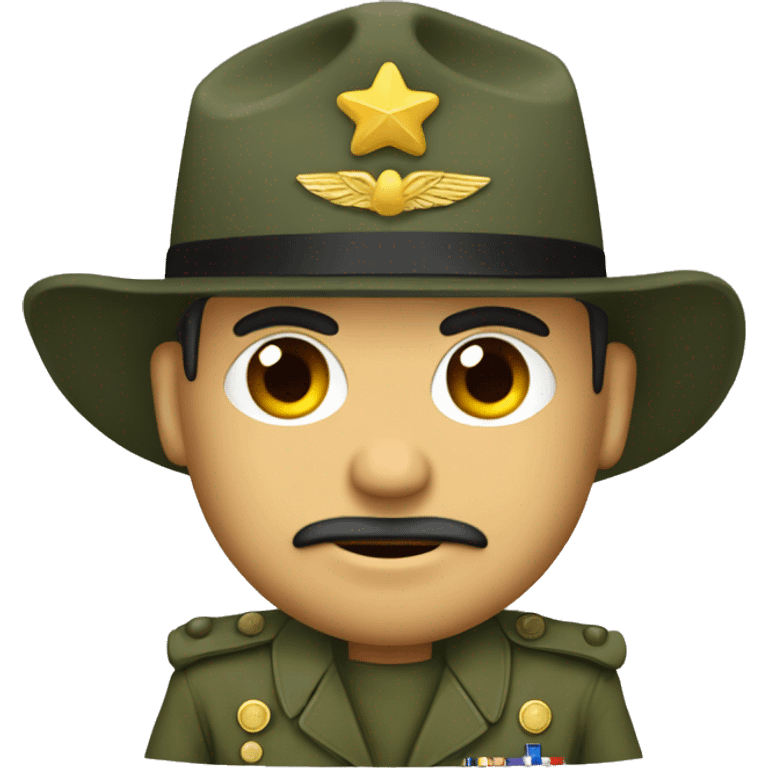 Hombre con capuca y sombrero militar emoji