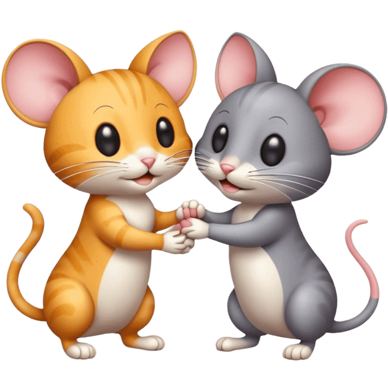 a cat and a mouse shaking hands emoji